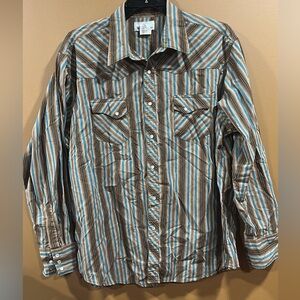 Wrangler Brown and Blue Striped Shirt